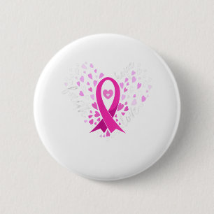 Faith Hope Love Breast Cancer Awareness Pink Ribbo Button