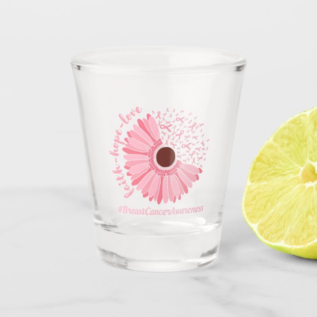 Faith, Hope, Love - Breast Cancer Awareness Shot Glass (Front)