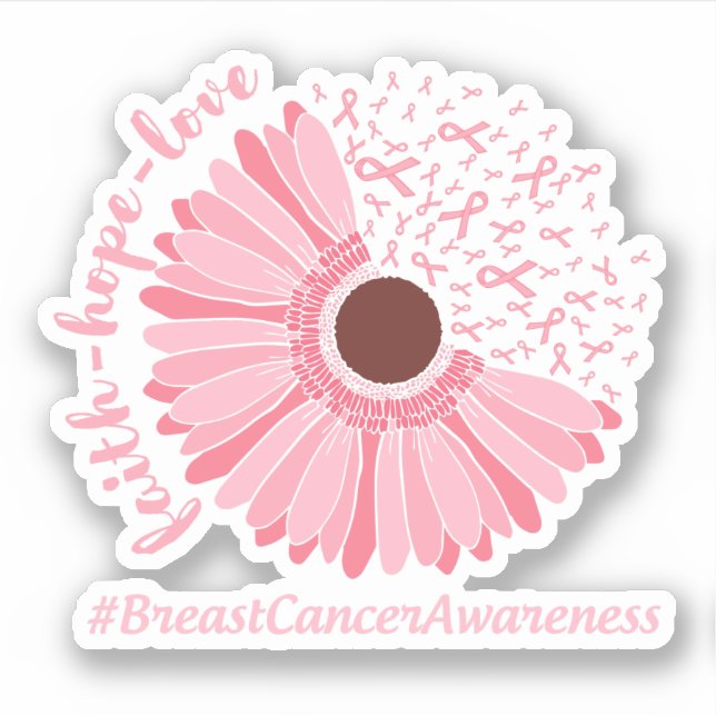 Faith, Hope, Love - Breast Cancer Awareness Sticker (Front)