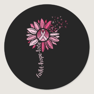 Faith Hope Love Breast Cancer Awareness Sunflower Classic Round Sticker