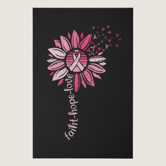 Faith Hope Love Breast Cancer Awareness Sunflower Faux Canvas Print