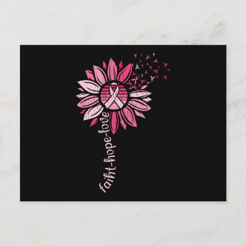 Faith Hope Love Breast Cancer Awareness Sunflower Postcard