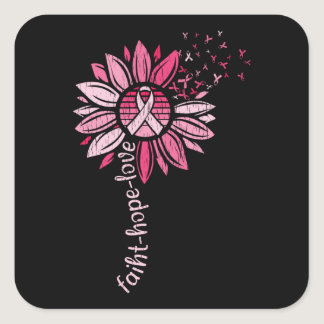 Faith Hope Love Breast Cancer Awareness Sunflower Square Sticker