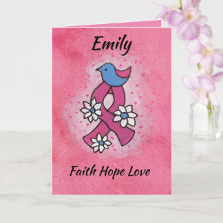 Faith Hope Love Breast Cancer Pink Ribbon Card