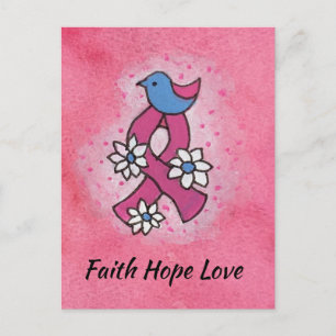 Faith Hope Love Breast Cancer Pink Ribbon Prayer Postcard