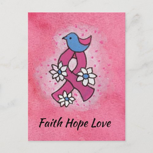 Faith Hope Love Breast Cancer Pink Ribbon Prayer Postcard
