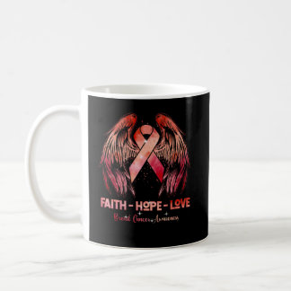 Faith hope love breast cancer pink wings back coffee mug