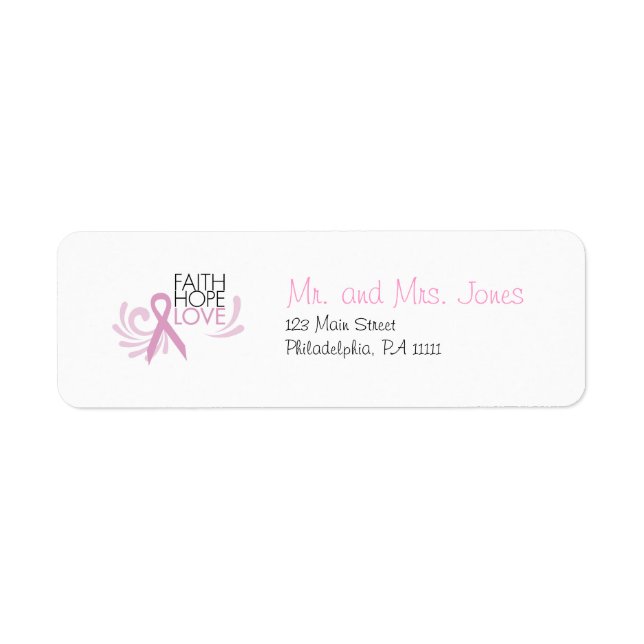 Faith, Hope, Love - Breast Cancer Support Label (Front)