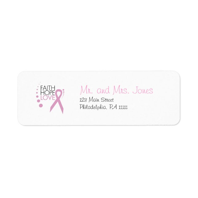 Faith, Hope, Love - Breast Cancer Support Label (Front)