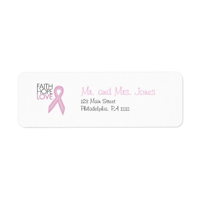 Faith, Hope, Love - Breast Cancer Support Label (Front)