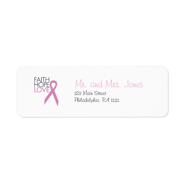 Faith, Hope, Love - Breast Cancer Support Label (Front)