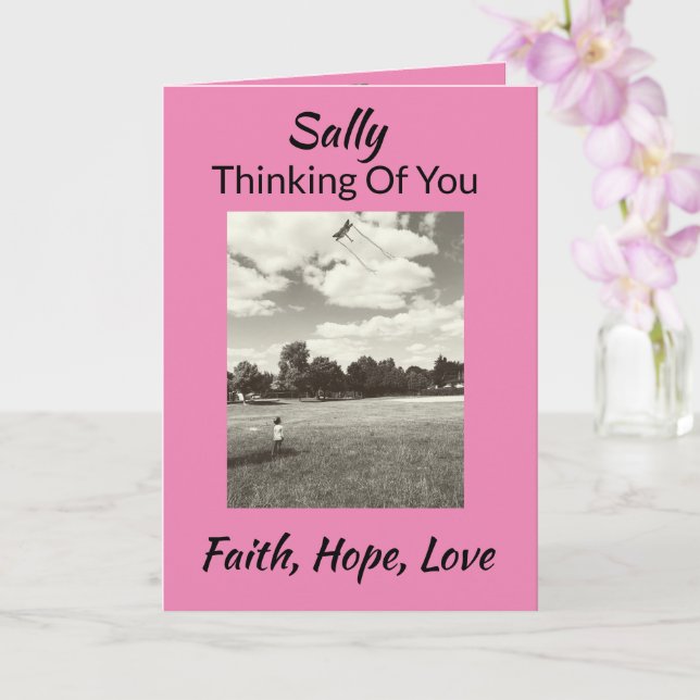Faith Hope Love Breast Cancer Thinking of You Card (Orchid)