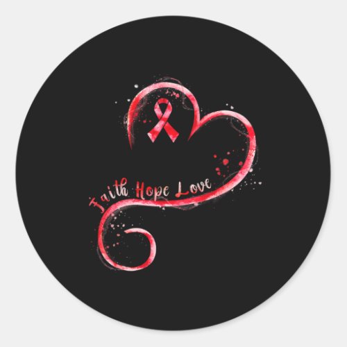 Faith Hope Love Burgundy Ribbon Brain Aneurysm Awa Classic Round Sticker