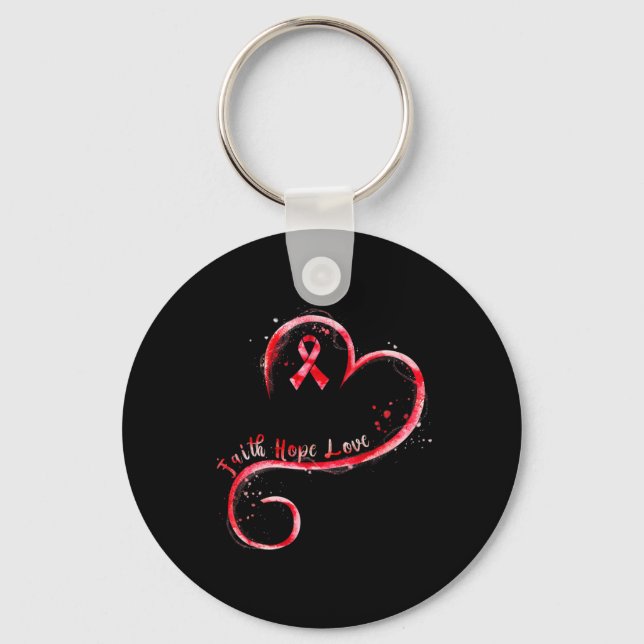 Faith Hope Love Burgundy Ribbon Brain Aneurysm Awa Keychain (Front)