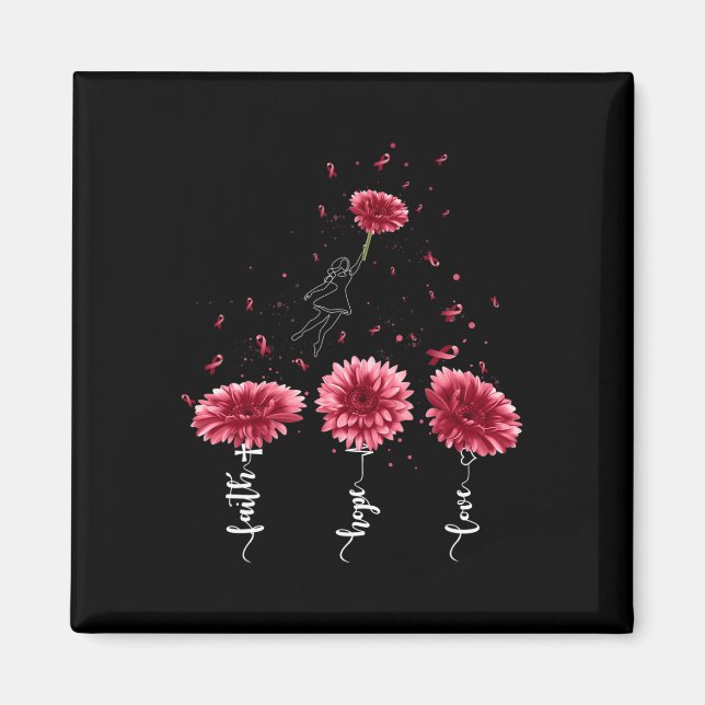 Faith Hope Love Burgundy Sunflower Brain Aneurysm  Magnet (Front)