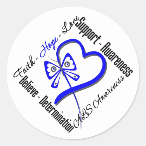 Faith Hope Love Butterfly _ ALS Awareness Classic Round Sticker