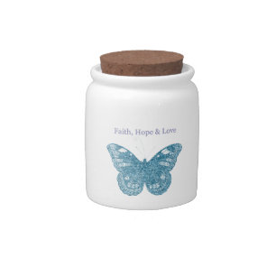 Faith, Hope, Love Butterfly Candy Jar