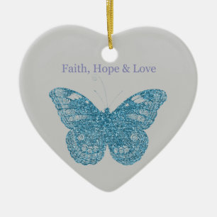 Faith, Hope, Love Butterfly Ceramic Ornament