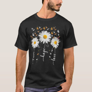 Faith Hope Love Butterfly Daisy Chirstian God Reli T-Shirt