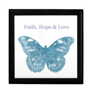 Faith, Hope, Love Butterfly Jewelry Box