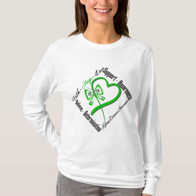 Faith Hope Love Butterfly - Kidney Disease T-Shirt (Front)