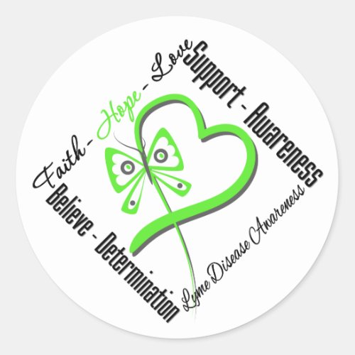 Faith Hope Love Butterfly _ Lyme Disease Classic Round Sticker