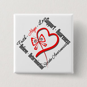 Faith Hope Love Butterfly - Stroke Awareness Pinback Button