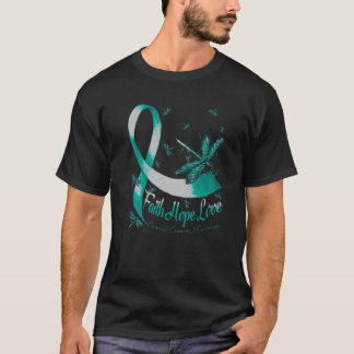 Faith Hope Love Cervical Cancer Awareness Dragonfl T-Shirt