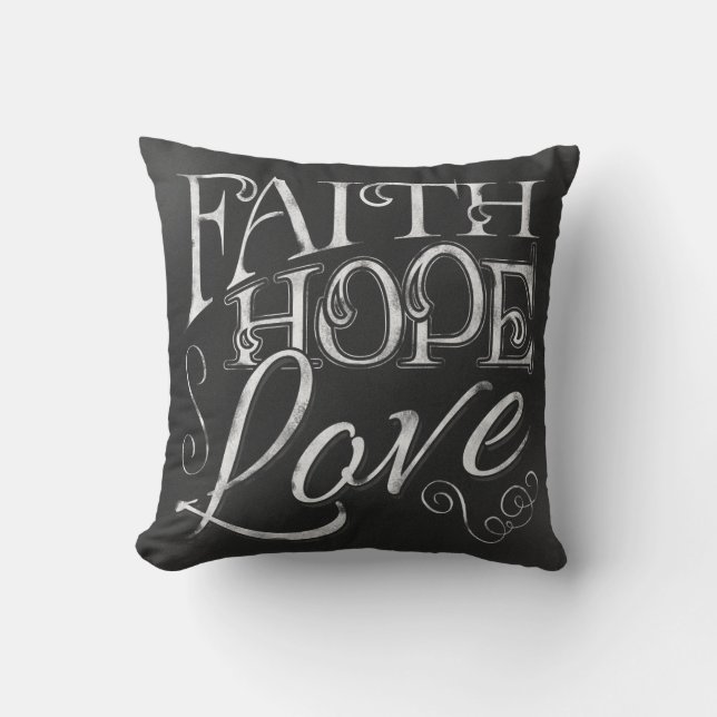 Faith, Hope, Love Chalkboard Pillow (Front)