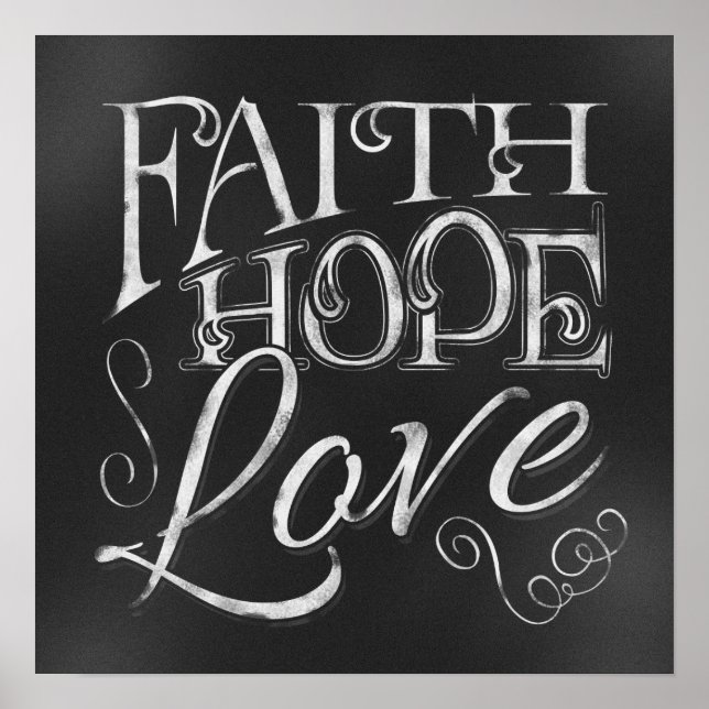 Faith, Hope, Love Chalkboard Poster (Front)