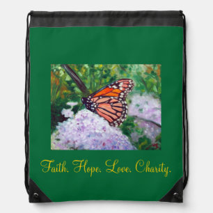 "Faith. Hope. Love. Charity." Backpack