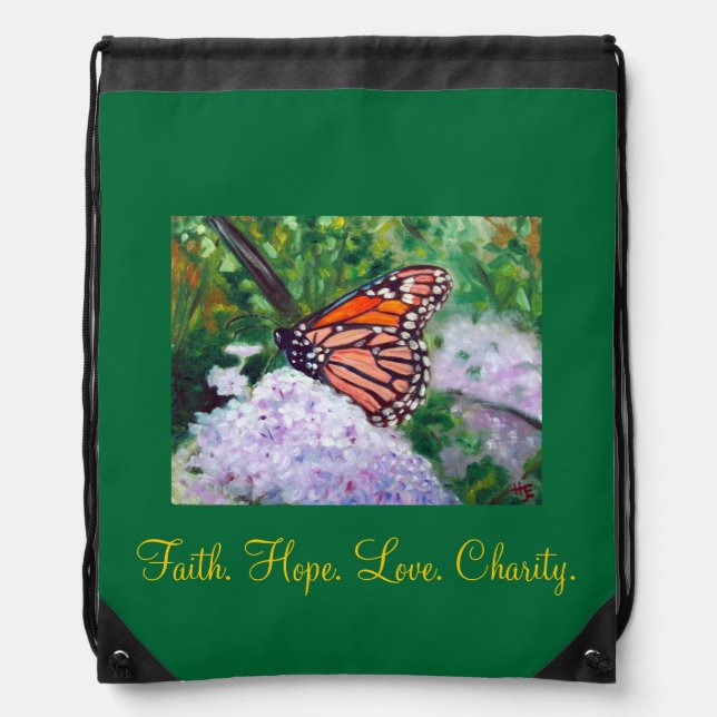 "Faith. Hope. Love. Charity."  Backpack (Front)