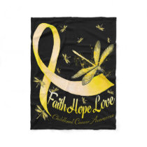 Faith Hope Love Childhood Cancer Awareness Dragonf Fleece Blanket