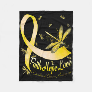 Faith Hope Love Childhood Cancer Awareness Dragonf Fleece Blanket