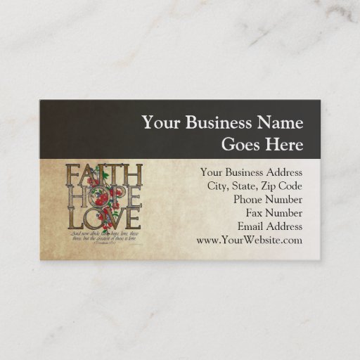 Customizable Faith Hope Love Christian Bible Verse Business Card