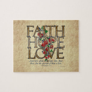 Faith Hope Love Christian Bible Verse Jigsaw Puzzle
