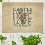Faith Hope Love Christian Bible Verse Kitchen Towel