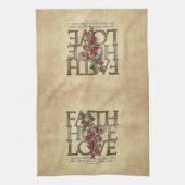 Faith Hope Love Christian Bible Verse Kitchen Towel (Vertical)