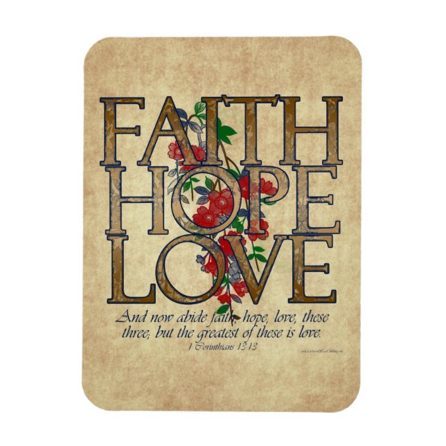 Faith Hope Love Christian Bible Verse Magnet (Vertical)