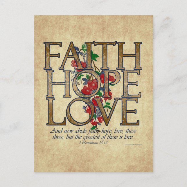 Faith Hope Love Christian Bible Verse Postcard (Front)