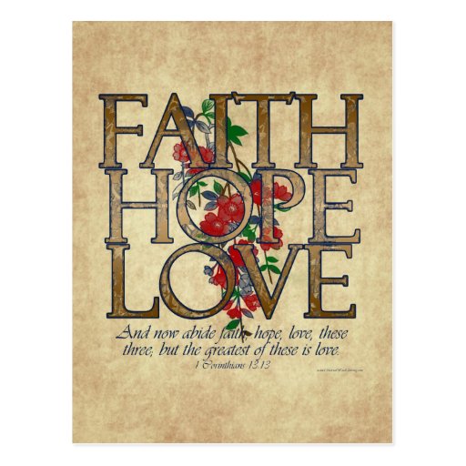 Faith Hope Love Christian Bible Verse Postcard | Zazzle