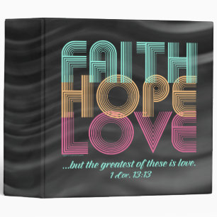 Faith Hope Love Christian Bible Verse Retro 3 Ring Binder