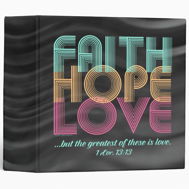 Faith Hope Love Christian Bible Verse Retro 3 Ring Binder (Front/Spine)