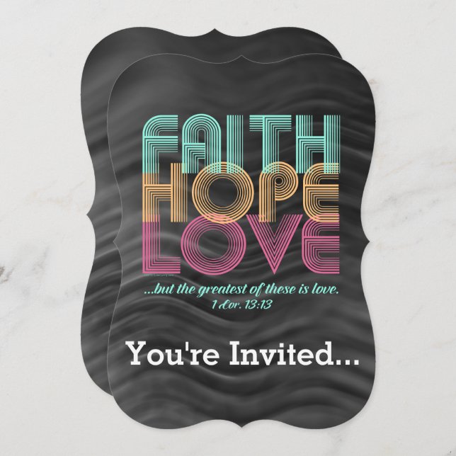 Faith Hope Love Christian Bible Verse Retro Invitation (Front/Back)