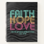 Faith Hope Love Christian Bible Verse Retro Notebook
