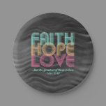 Faith Hope Love Christian Bible Verse Retro Paper Plates
