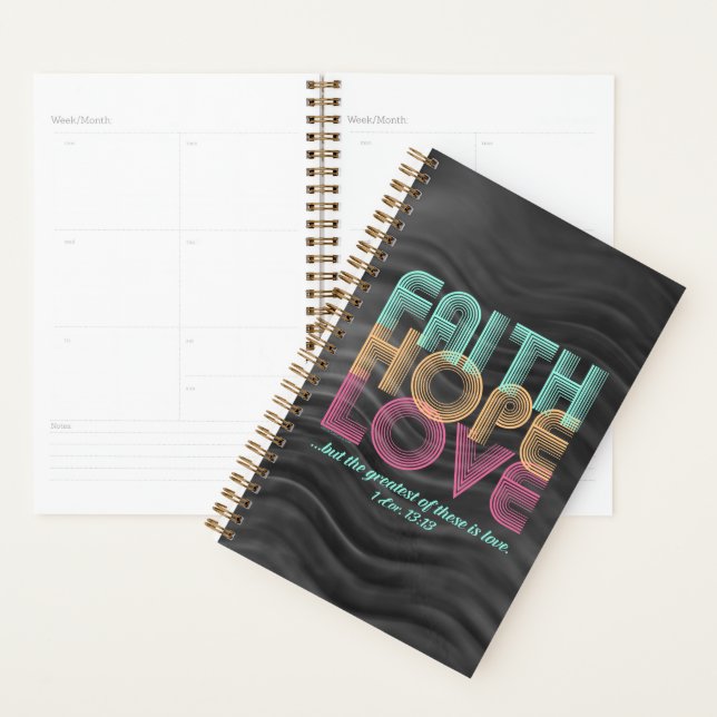 Faith Hope Love Christian Bible Verse Retro Planner (Display)