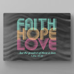 Faith Hope Love Christian Bible Verse Retro Plaque