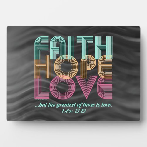 Faith Hope Love Christian Bible Verse Retro Plaque