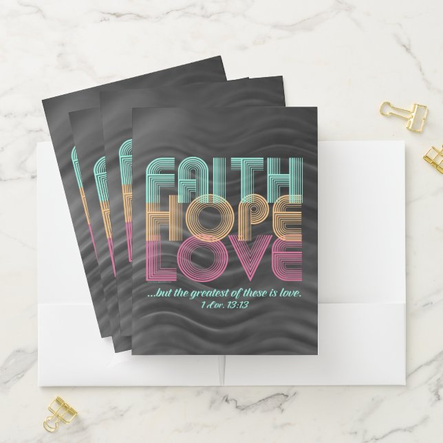 Faith Hope Love Christian Bible Verse Retro Pocket Folder (In Situ)